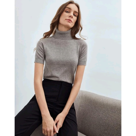 Turtleneck Reglan Sleeves Knit Eco Recycled Top - Picture 2 of 10